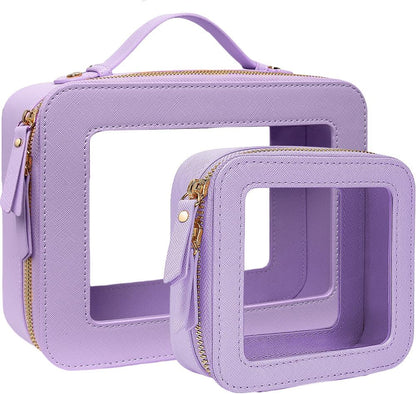 Travel Clear Makeup Bag Set, TSA Approved Cosmetic Bag Case with Zipper Portable Makeup Pouch Toiletry Bag Traveling Cosmetic Organizer Storage Bag Car Organizer Car Essentials