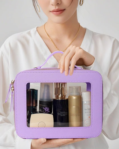 Travel Clear Makeup Bag Set, TSA Approved Cosmetic Bag Case with Zipper Portable Makeup Pouch Toiletry Bag Traveling Cosmetic Organizer Storage Bag Car Organizer Car Essentials