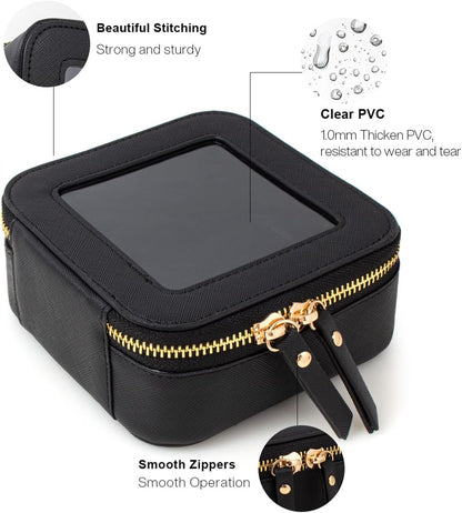 Travel Clear Makeup Bag Set, TSA Approved Cosmetic Bag Case with Zipper Portable Makeup Pouch Toiletry Bag Traveling Cosmetic Organizer Storage Bag Car Organizer Car Essentials