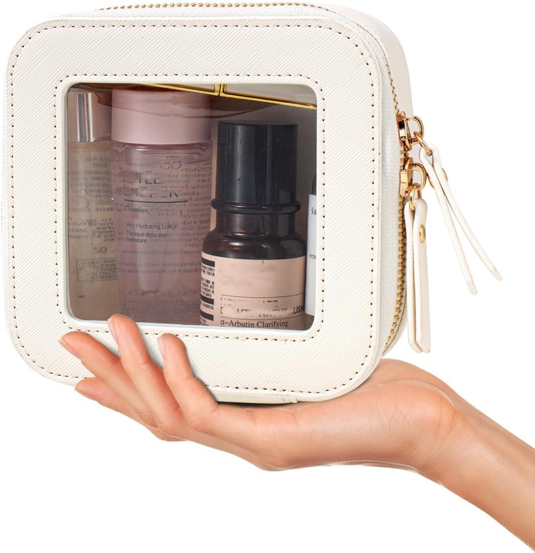 Travel Clear Makeup Bag Set, TSA Approved Cosmetic Bag Case with Zipper Portable Makeup Pouch Toiletry Bag Traveling Cosmetic Organizer Storage Bag Car Organizer Car Essentials
