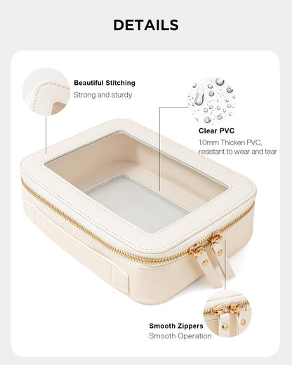 Travel Clear Makeup Bag Set, TSA Approved Cosmetic Bag Case with Zipper Portable Makeup Pouch Toiletry Bag Traveling Cosmetic Organizer Storage Bag Car Organizer Car Essentials