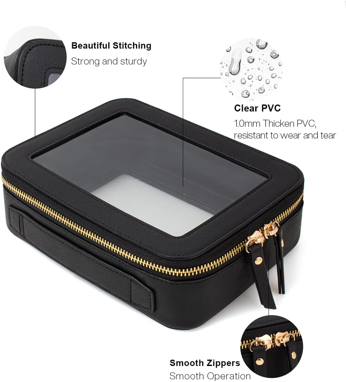 Travel Clear Makeup Bag Set, TSA Approved Cosmetic Bag Case with Zipper Portable Makeup Pouch Toiletry Bag Traveling Cosmetic Organizer Storage Bag Car Organizer Car Essentials