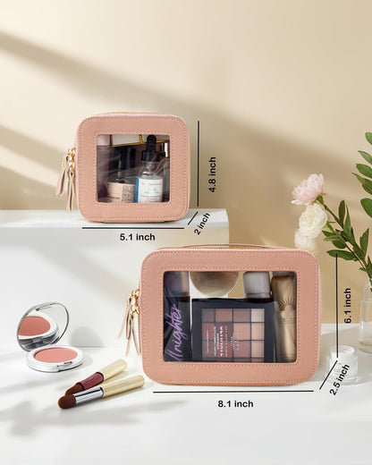 Travel Clear Makeup Bag Set, TSA Approved Cosmetic Bag Case with Zipper Portable Makeup Pouch Toiletry Bag Traveling Cosmetic Organizer Storage Bag Car Organizer Car Essentials