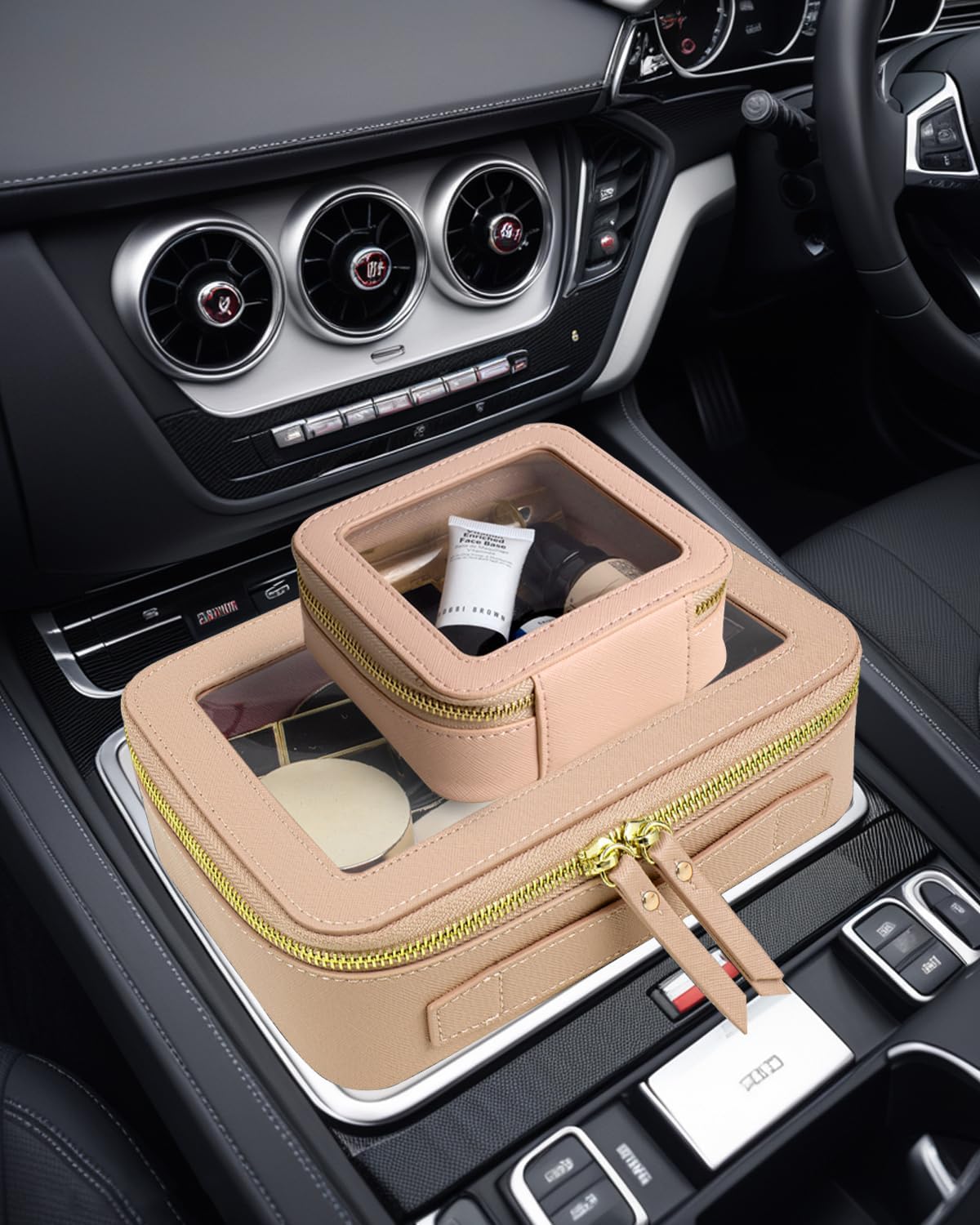 Travel Clear Makeup Bag Set, TSA Approved Cosmetic Bag Case with Zipper Portable Makeup Pouch Toiletry Bag Traveling Cosmetic Organizer Storage Bag Car Organizer Car Essentials