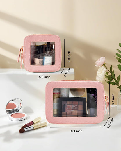 Travel Clear Makeup Bag Set, TSA Approved Cosmetic Bag Case with Zipper Portable Makeup Pouch Toiletry Bag Traveling Cosmetic Organizer Storage Bag Car Organizer Car Essentials