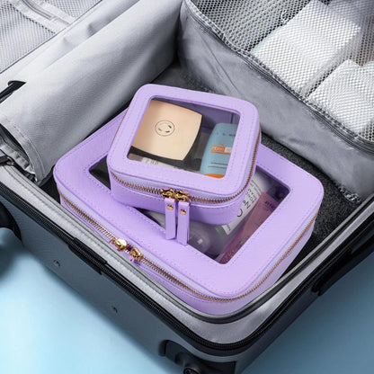 Travel Clear Makeup Bag Set, TSA Approved Cosmetic Bag Case with Zipper Portable Makeup Pouch Toiletry Bag Traveling Cosmetic Organizer Storage Bag Car Organizer Car Essentials