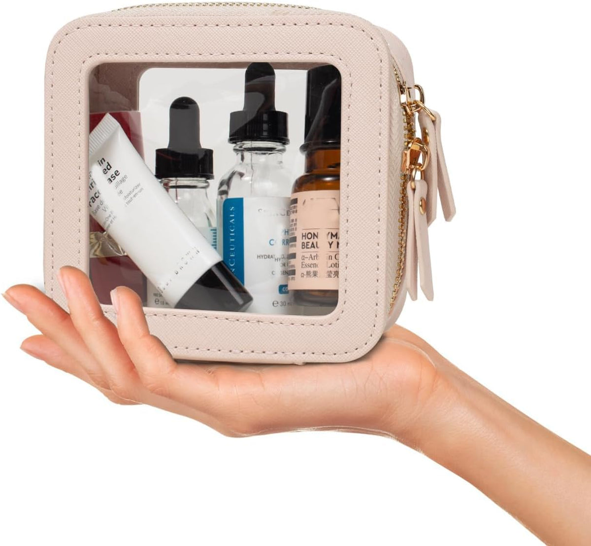 Travel Clear Makeup Bag Set, TSA Approved Cosmetic Bag Case with Zipper Portable Makeup Pouch Toiletry Bag Traveling Cosmetic Organizer Storage Bag Car Organizer Car Essentials