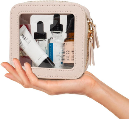Travel Clear Makeup Bag Set, TSA Approved Cosmetic Bag Case with Zipper Portable Makeup Pouch Toiletry Bag Traveling Cosmetic Organizer Storage Bag Car Organizer Car Essentials