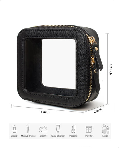 Travel Clear Makeup Bag Set, TSA Approved Cosmetic Bag Case with Zipper Portable Makeup Pouch Toiletry Bag Traveling Cosmetic Organizer Storage Bag Car Organizer Car Essentials