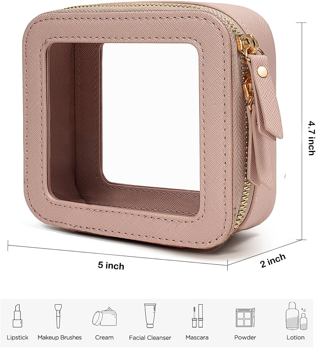 Travel Clear Makeup Bag Set, TSA Approved Cosmetic Bag Case with Zipper Portable Makeup Pouch Toiletry Bag Traveling Cosmetic Organizer Storage Bag Car Organizer Car Essentials