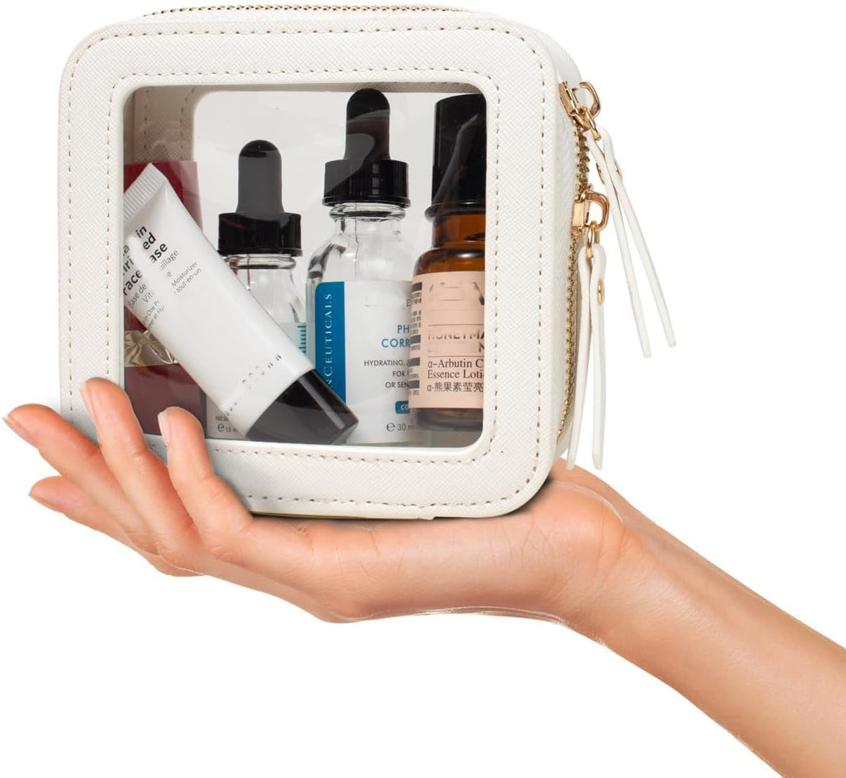 Travel Clear Makeup Bag Set, TSA Approved Cosmetic Bag Case with Zipper Portable Makeup Pouch Toiletry Bag Traveling Cosmetic Organizer Storage Bag Car Organizer Car Essentials