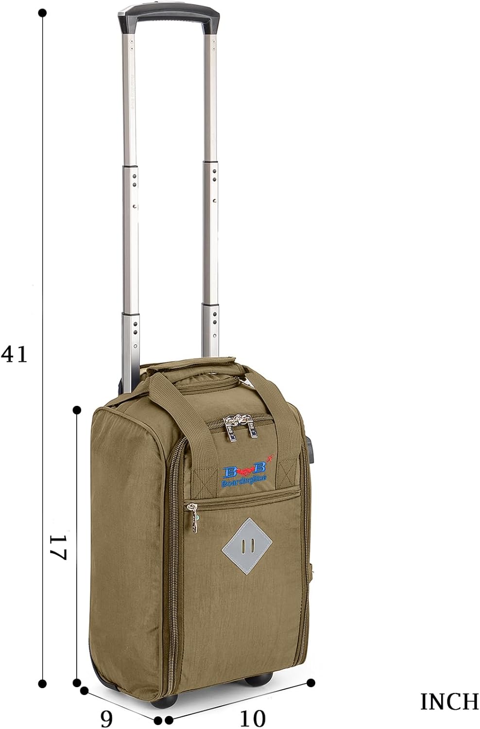 17x10x9 Inches United Airlines Rolling Personal Item Under Seat Duffle Bag Luggage Suitable For Major Airlines Including Spirit and Frontier.