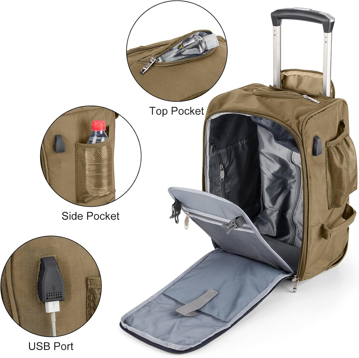17x10x9 Inches United Airlines Rolling Personal Item Under Seat Duffle Bag Luggage Suitable For Major Airlines Including Spirit and Frontier.