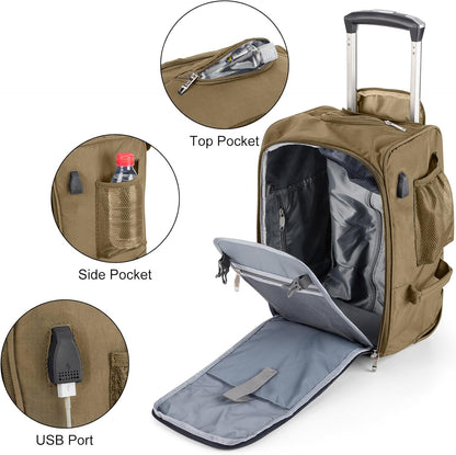 17x10x9 Inches United Airlines Rolling Personal Item Under Seat Duffle Bag Luggage Suitable For Major Airlines Including Spirit and Frontier.