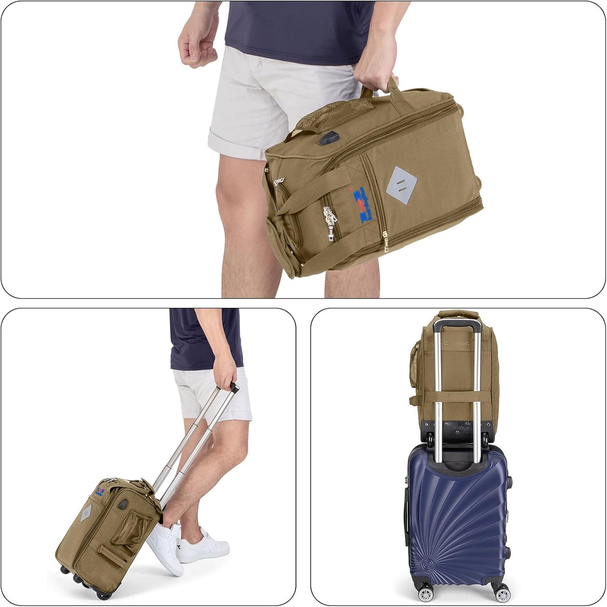 17x10x9 Inches United Airlines Rolling Personal Item Under Seat Duffle Bag Luggage Suitable For Major Airlines Including Spirit and Frontier.