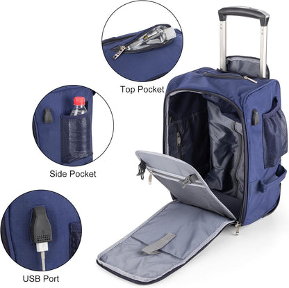 17x10x9 Inches United Airlines Rolling Personal Item Under Seat Duffle Bag Luggage Suitable For Major Airlines Including Spirit and Frontier.