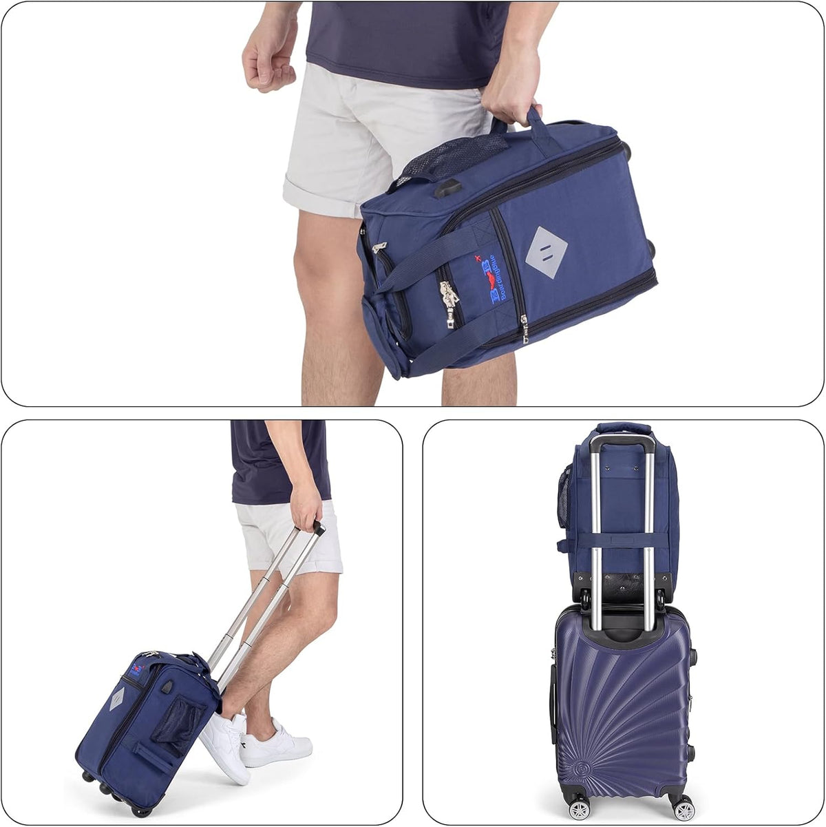 17x10x9 Inches United Airlines Rolling Personal Item Under Seat Duffle Bag Luggage Suitable For Major Airlines Including Spirit and Frontier.