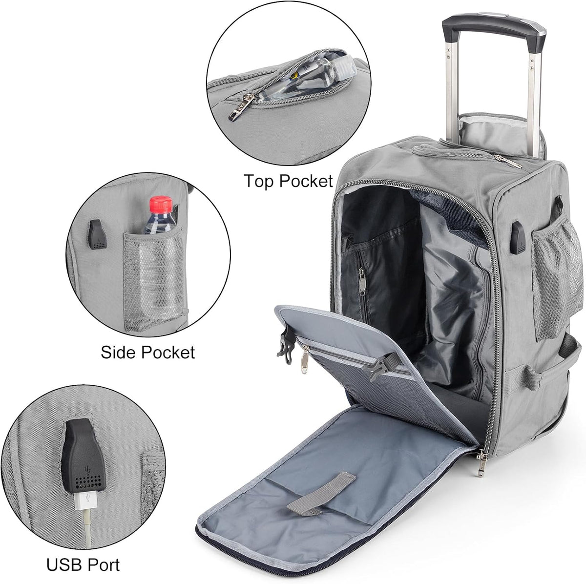 17x10x9 Inches United Airlines Rolling Personal Item Under Seat Duffle Bag Luggage Suitable For Major Airlines Including Spirit and Frontier.