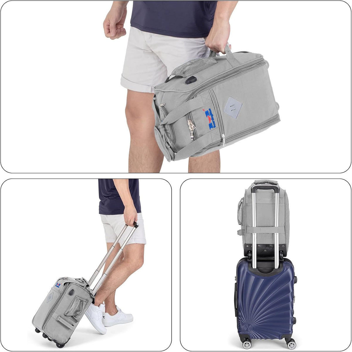 17x10x9 Inches United Airlines Rolling Personal Item Under Seat Duffle Bag Luggage Suitable For Major Airlines Including Spirit and Frontier.