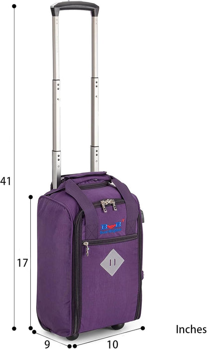 17x10x9 Inches United Airlines Rolling Personal Item Under Seat Duffle Bag Luggage Suitable For Major Airlines Including Spirit and Frontier.
