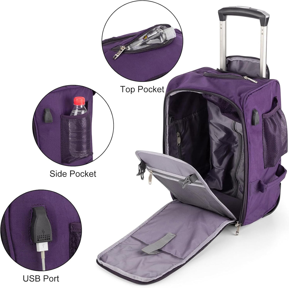17x10x9 Inches United Airlines Rolling Personal Item Under Seat Duffle Bag Luggage Suitable For Major Airlines Including Spirit and Frontier.