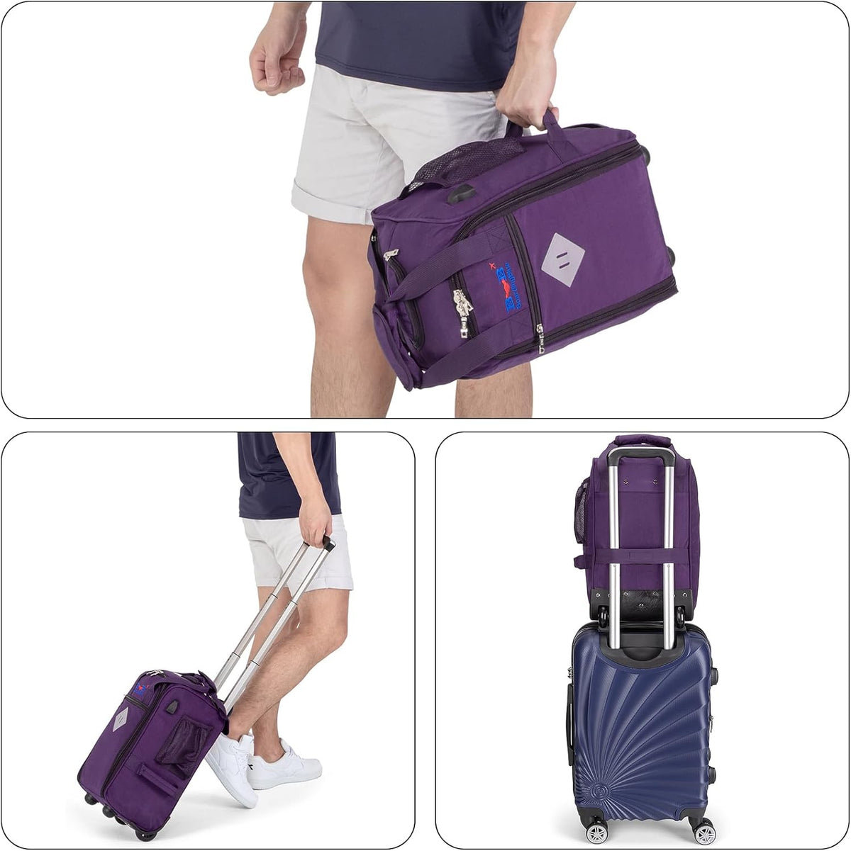 17x10x9 Inches United Airlines Rolling Personal Item Under Seat Duffle Bag Luggage Suitable For Major Airlines Including Spirit and Frontier.