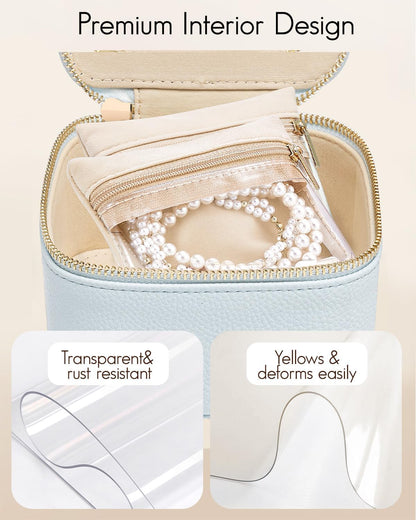 Travel Jewelry Case,Jewelry Box with 12 Velvet Jewelry Pouch Jewelry Travel Organizer for Women Girl Jewelry Case Necklace Rings Earrings Bags Wedding Gifts (White)