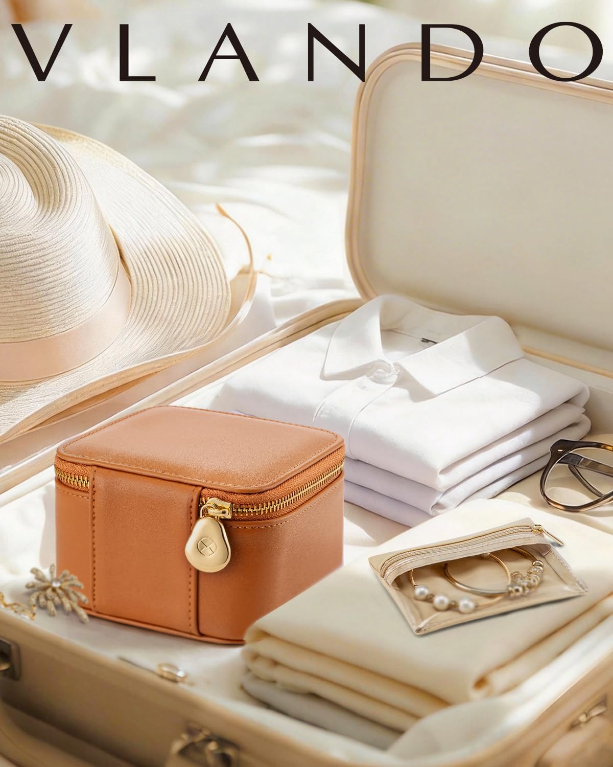 Travel Jewelry Case,Jewelry Box with 12 Velvet Jewelry Pouch Jewelry Travel Organizer for Women Girl Jewelry Case Necklace Rings Earrings Bags Wedding Gifts (White)