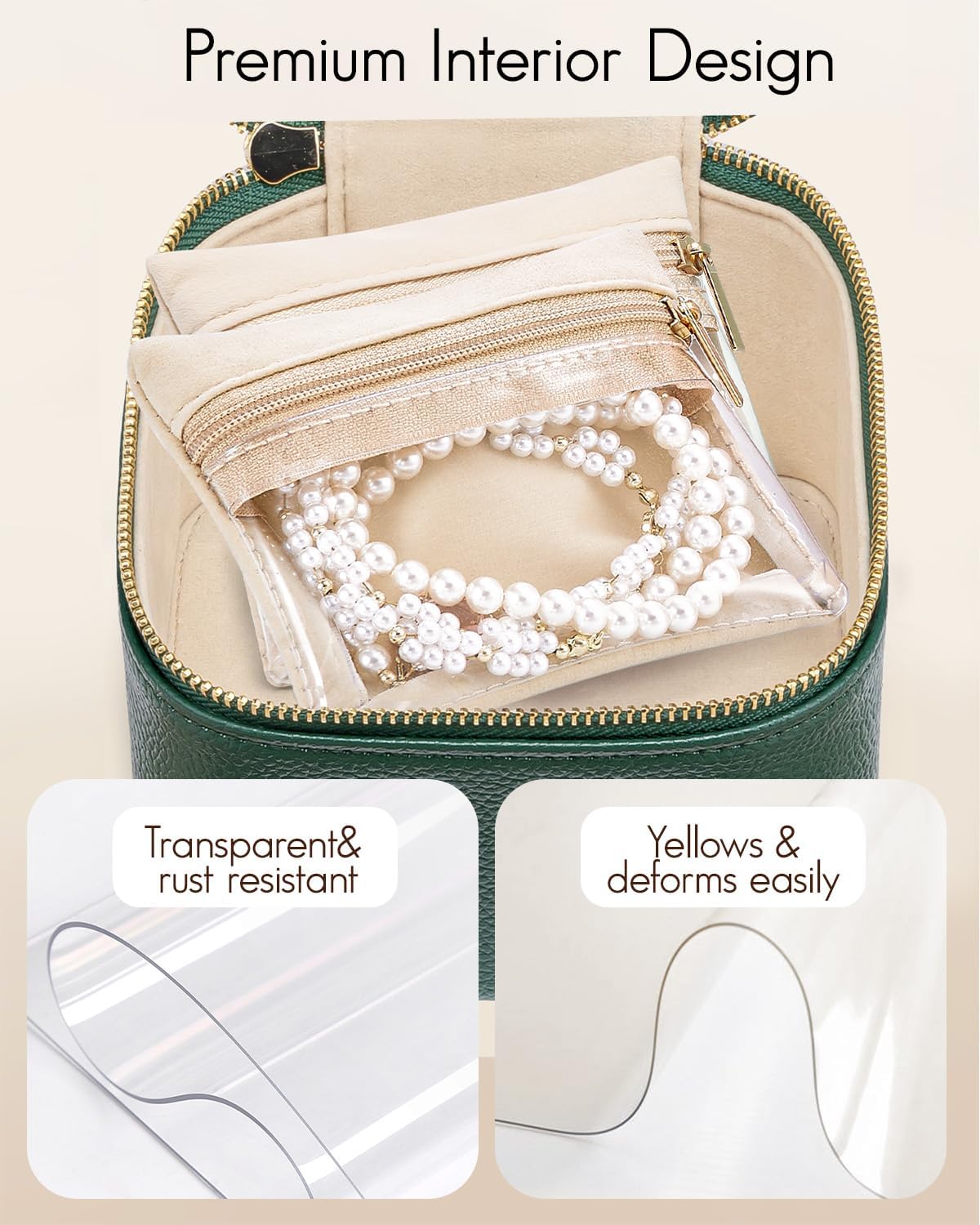 Travel Jewelry Case,Jewelry Box with 12 Velvet Jewelry Pouch Jewelry Travel Organizer for Women Girl Jewelry Case Necklace Rings Earrings Bags Wedding Gifts (White)