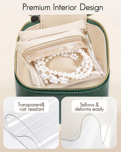 Travel Jewelry Case,Jewelry Box with 12 Velvet Jewelry Pouch Jewelry Travel Organizer for Women Girl Jewelry Case Necklace Rings Earrings Bags Wedding Gifts (White)