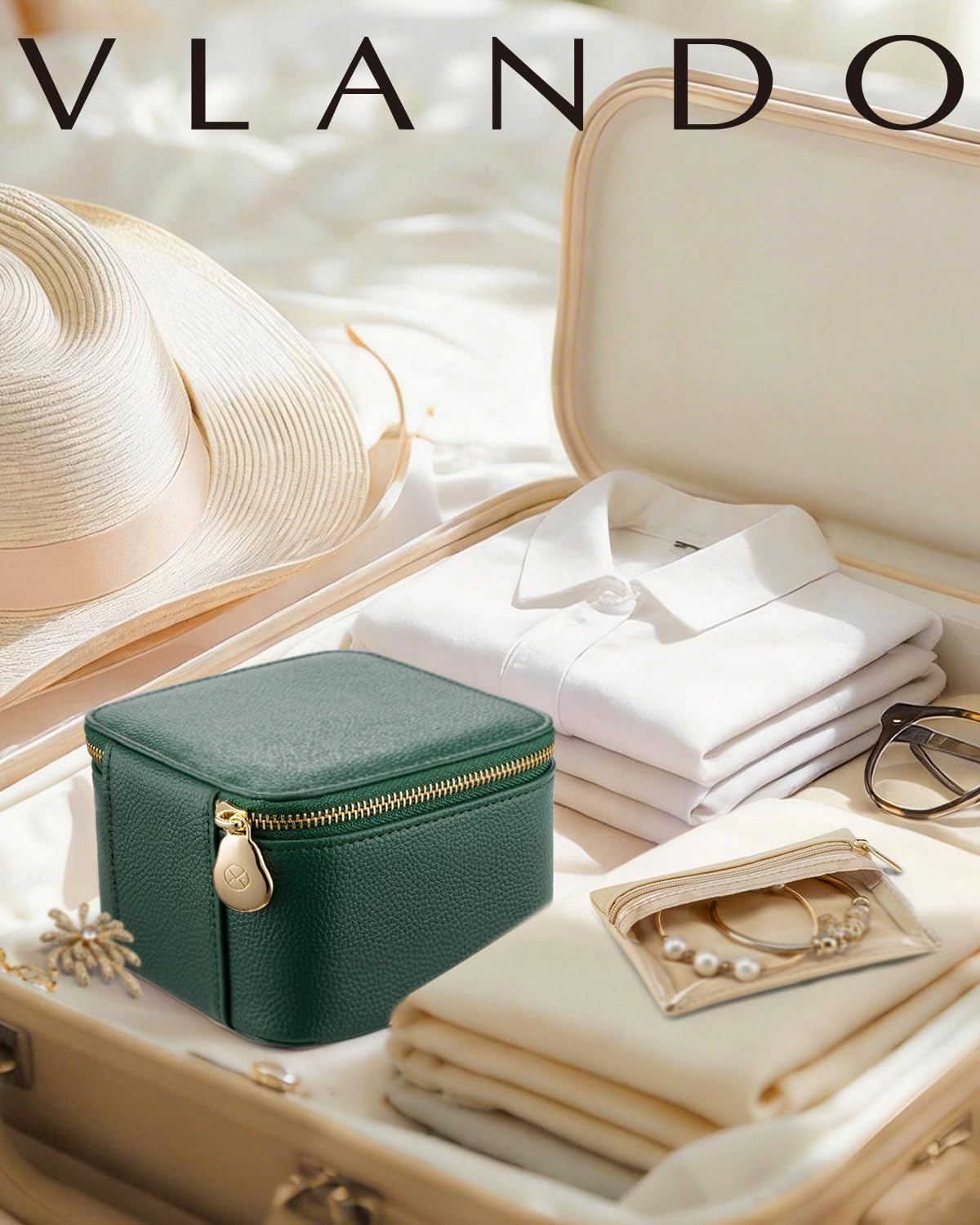 Travel Jewelry Case,Jewelry Box with 12 Velvet Jewelry Pouch Jewelry Travel Organizer for Women Girl Jewelry Case Necklace Rings Earrings Bags Wedding Gifts (White)