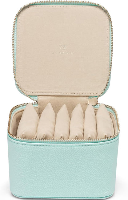 Travel Jewelry Case,Jewelry Box with 12 Velvet Jewelry Pouch Jewelry Travel Organizer for Women Girl Jewelry Case Necklace Rings Earrings Bags Wedding Gifts (White)