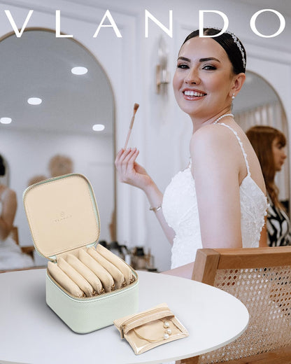 Travel Jewelry Case,Jewelry Box with 12 Velvet Jewelry Pouch Jewelry Travel Organizer for Women Girl Jewelry Case Necklace Rings Earrings Bags Wedding Gifts (White)