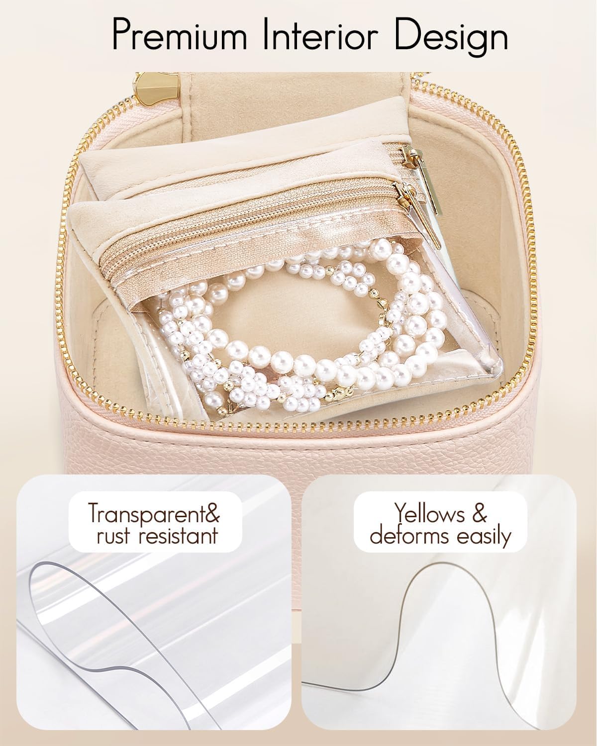 Travel Jewelry Case,Jewelry Box with 12 Velvet Jewelry Pouch Jewelry Travel Organizer for Women Girl Jewelry Case Necklace Rings Earrings Bags Wedding Gifts (White)