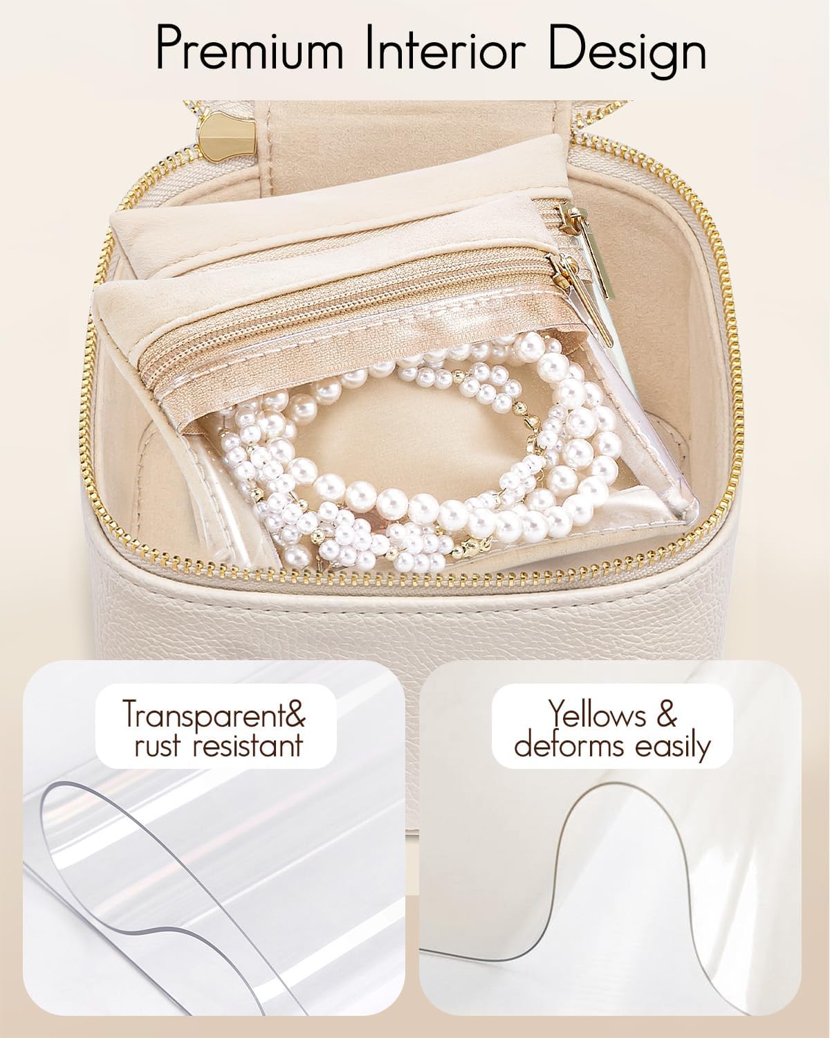 Travel Jewelry Case,Jewelry Box with 12 Velvet Jewelry Pouch Jewelry Travel Organizer for Women Girl Jewelry Case Necklace Rings Earrings Bags Wedding Gifts (White)