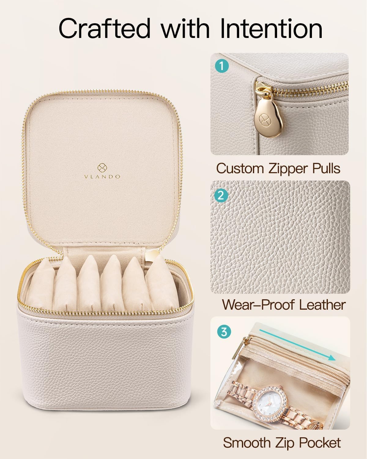 Travel Jewelry Case,Jewelry Box with 12 Velvet Jewelry Pouch Jewelry Travel Organizer for Women Girl Jewelry Case Necklace Rings Earrings Bags Wedding Gifts (White)