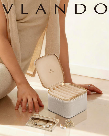 Travel Jewelry Case,Jewelry Box with 12 Velvet Jewelry Pouch Jewelry Travel Organizer for Women Girl Jewelry Case Necklace Rings Earrings Bags Wedding Gifts (White)
