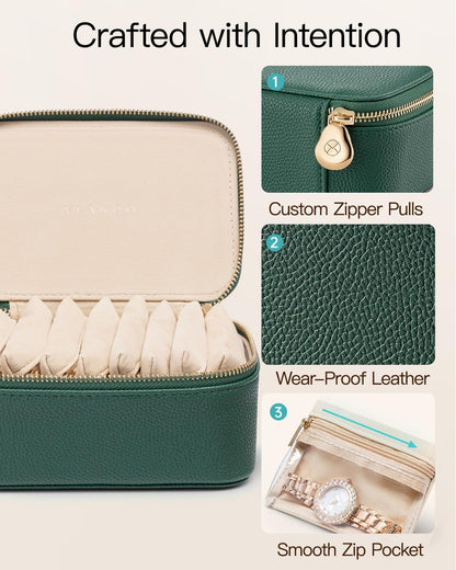 Travel Jewelry Case,Jewelry Box with 12 Velvet Jewelry Pouch Jewelry Travel Organizer for Women Girl Jewelry Case Necklace Rings Earrings Bags Wedding Gifts (White)