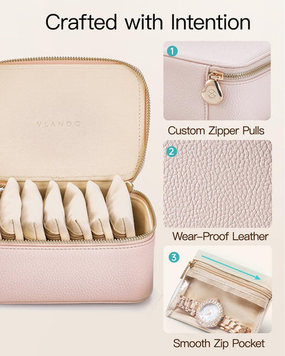 Travel Jewelry Case,Jewelry Box with 12 Velvet Jewelry Pouch Jewelry Travel Organizer for Women Girl Jewelry Case Necklace Rings Earrings Bags Wedding Gifts (White)