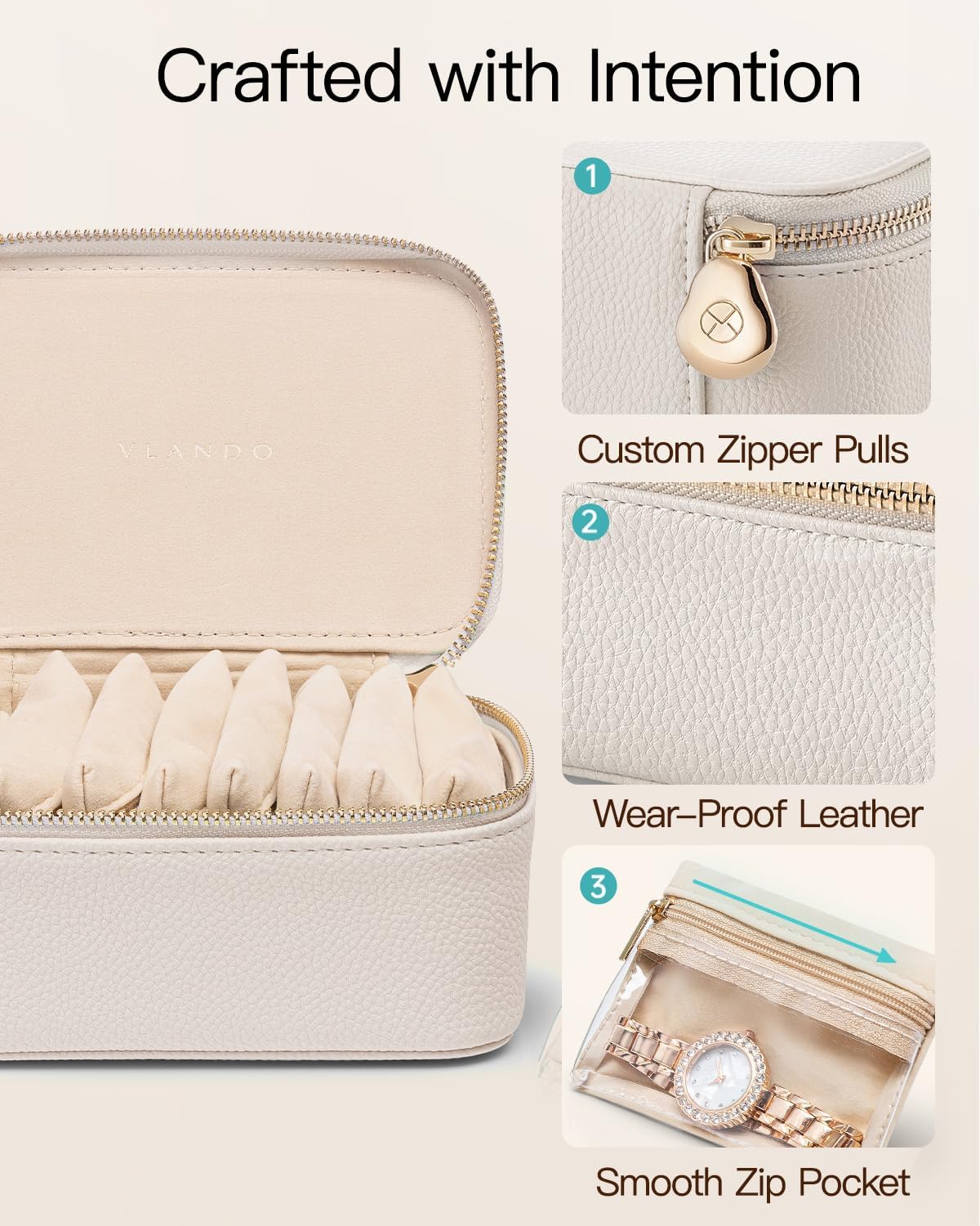 Travel Jewelry Case,Jewelry Box with 12 Velvet Jewelry Pouch Jewelry Travel Organizer for Women Girl Jewelry Case Necklace Rings Earrings Bags Wedding Gifts (White)