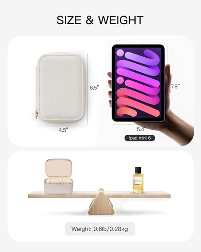 Travel Jewelry Case,Jewelry Box with 12 Velvet Jewelry Pouch Jewelry Travel Organizer for Women Girl Jewelry Case Necklace Rings Earrings Bags Wedding Gifts (White)