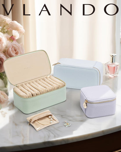 Travel Jewelry Case,Jewelry Box with 12 Velvet Jewelry Pouch Jewelry Travel Organizer for Women Girl Jewelry Case Necklace Rings Earrings Bags Wedding Gifts (White)