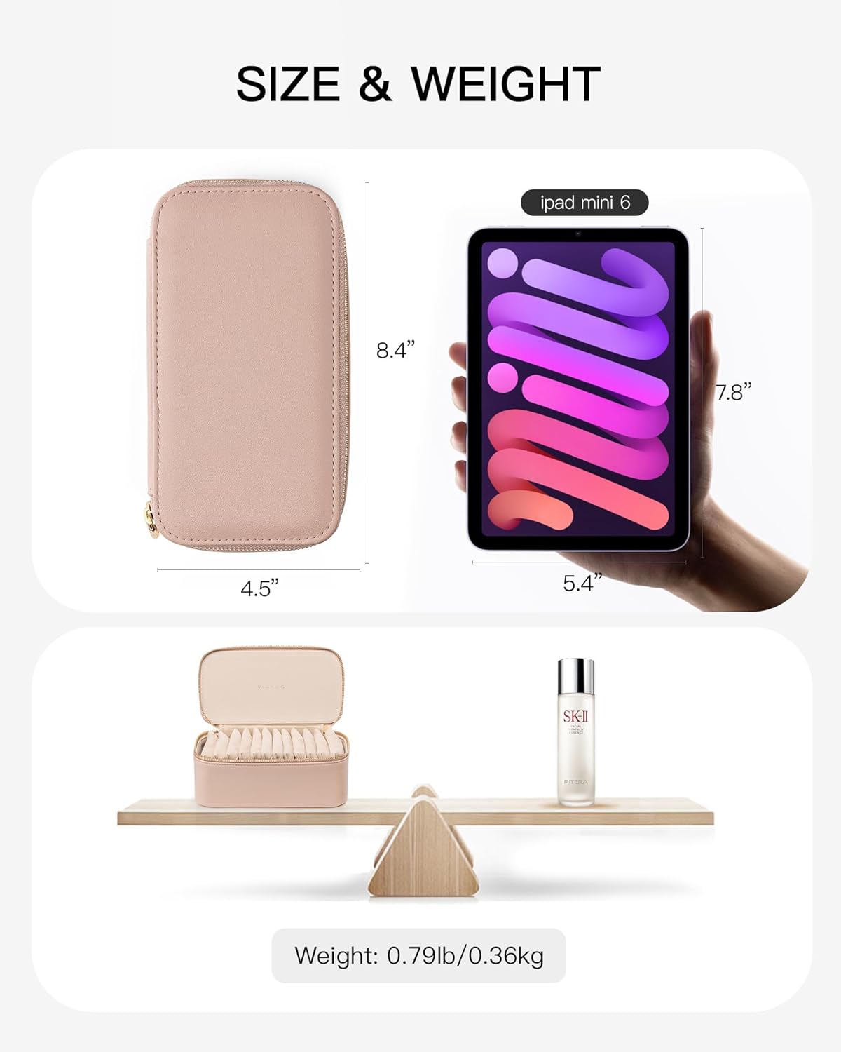 Travel Jewelry Case,Jewelry Box with 12 Velvet Jewelry Pouch Jewelry Travel Organizer for Women Girl Jewelry Case Necklace Rings Earrings Bags Wedding Gifts (White)