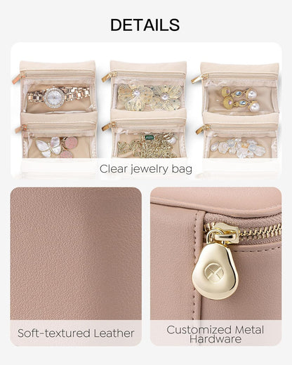 Travel Jewelry Case,Jewelry Box with 12 Velvet Jewelry Pouch Jewelry Travel Organizer for Women Girl Jewelry Case Necklace Rings Earrings Bags Wedding Gifts (White)