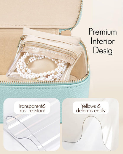 Travel Jewelry Case,Jewelry Box with 12 Velvet Jewelry Pouch Jewelry Travel Organizer for Women Girl Jewelry Case Necklace Rings Earrings Bags Wedding Gifts (White)
