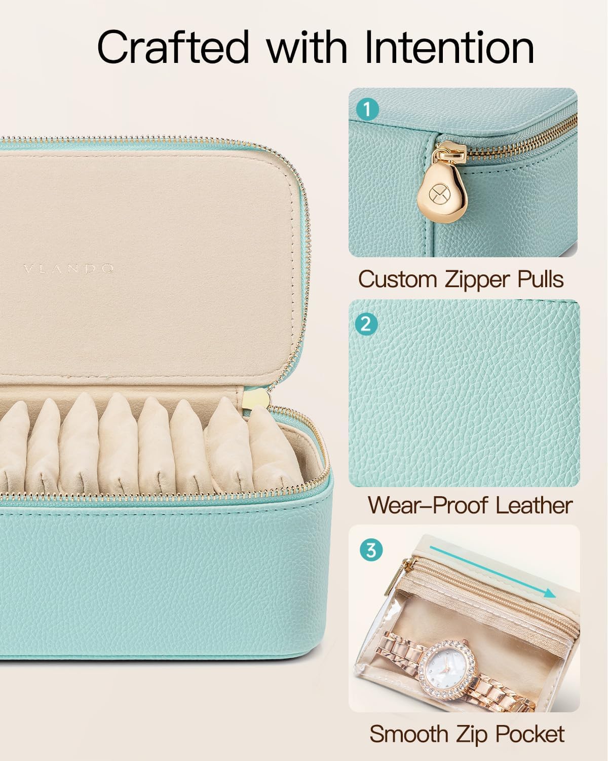 Travel Jewelry Case,Jewelry Box with 12 Velvet Jewelry Pouch Jewelry Travel Organizer for Women Girl Jewelry Case Necklace Rings Earrings Bags Wedding Gifts (White)