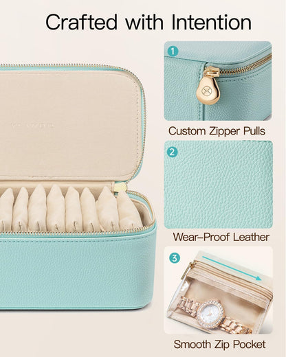 Travel Jewelry Case,Jewelry Box with 12 Velvet Jewelry Pouch Jewelry Travel Organizer for Women Girl Jewelry Case Necklace Rings Earrings Bags Wedding Gifts (White)