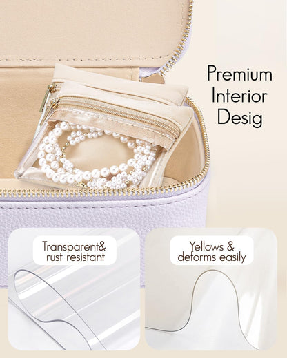 Travel Jewelry Case,Jewelry Box with 12 Velvet Jewelry Pouch Jewelry Travel Organizer for Women Girl Jewelry Case Necklace Rings Earrings Bags Wedding Gifts (White)