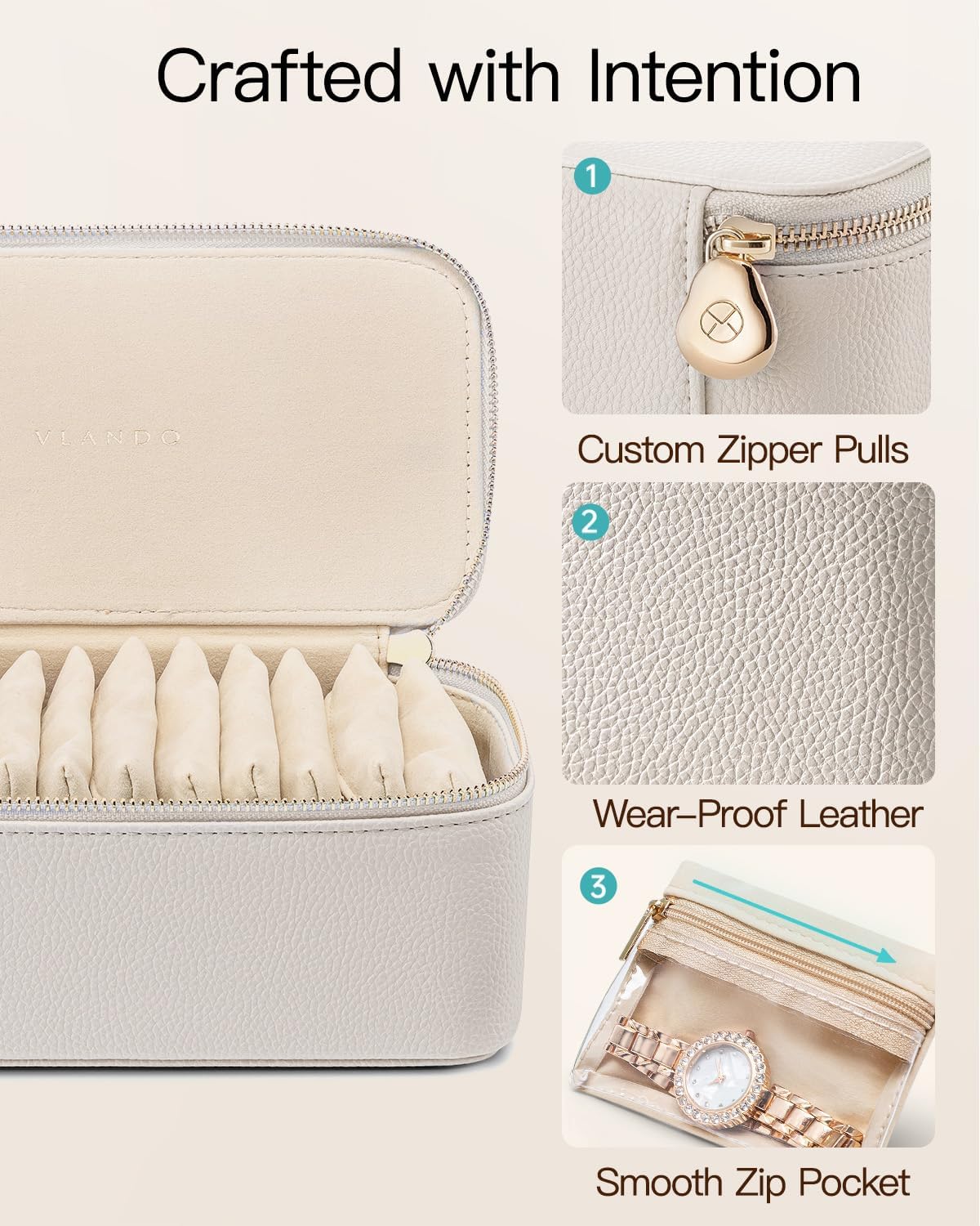 Travel Jewelry Case,Jewelry Box with 12 Velvet Jewelry Pouch Jewelry Travel Organizer for Women Girl Jewelry Case Necklace Rings Earrings Bags Wedding Gifts (White)