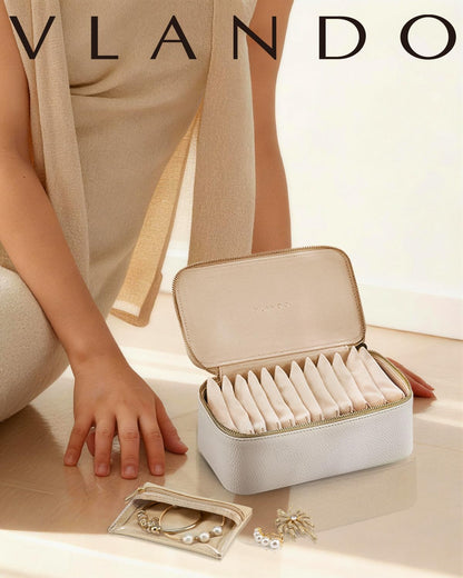 Travel Jewelry Case,Jewelry Box with 12 Velvet Jewelry Pouch Jewelry Travel Organizer for Women Girl Jewelry Case Necklace Rings Earrings Bags Wedding Gifts (White)